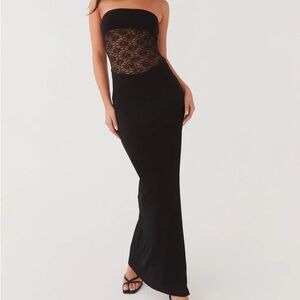 Peppermayo Black Strapless Lace Dress